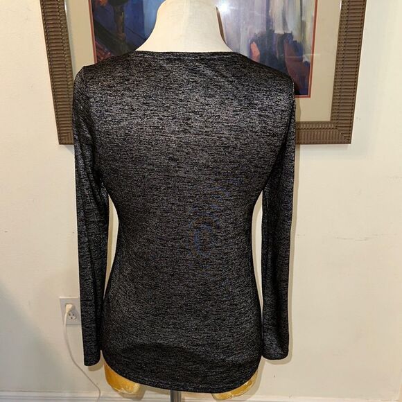 WHBM Black/Silver Long Sleeve Top Size XS - Picture 6 of 9